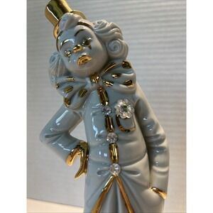 Capodimonte Swarovski Crystals‎ Porcelain Clown 8⅜" Gold Gilt Signed EUC